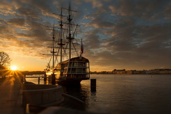 Blessed morning on the river in St. Petersburg