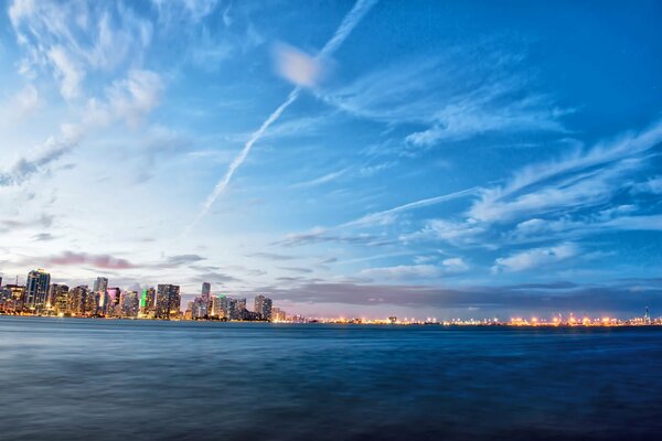 Evening in Florida, city lights