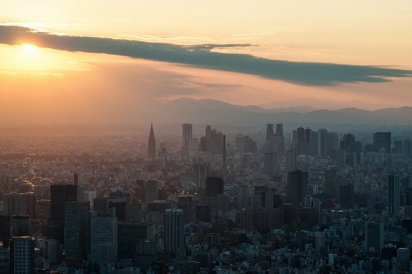 Tokio Sonnenuntergang Gebäude Wolkenkratzer