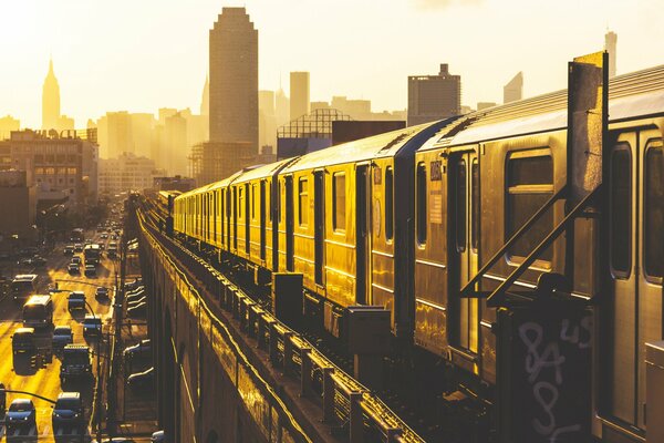 Sunrise to New York on the railroad