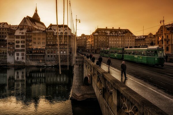 Serene Switzerland stone bridge