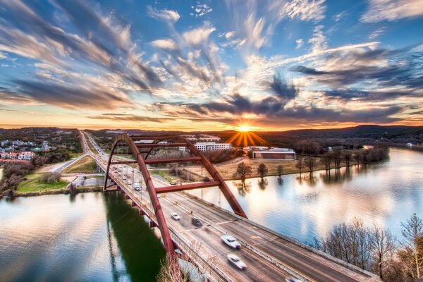 Die Flussbrücke in Austin