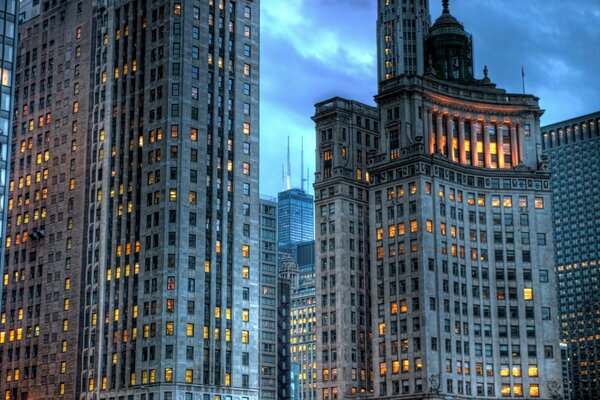 Lights of American skyscrapers