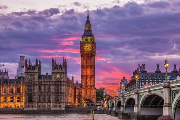 Londres sur le thème et le palais de Westminster