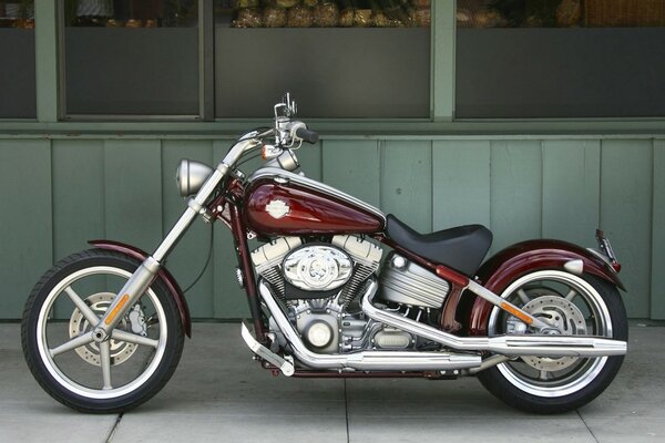 Brown harley davidson motorcycle