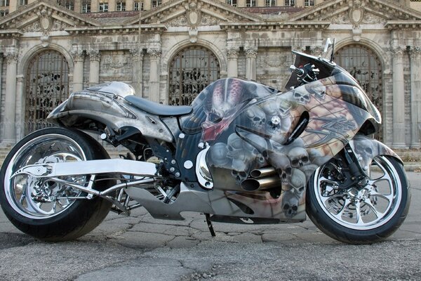 Colorful promotional photo of a foreign motorcycle