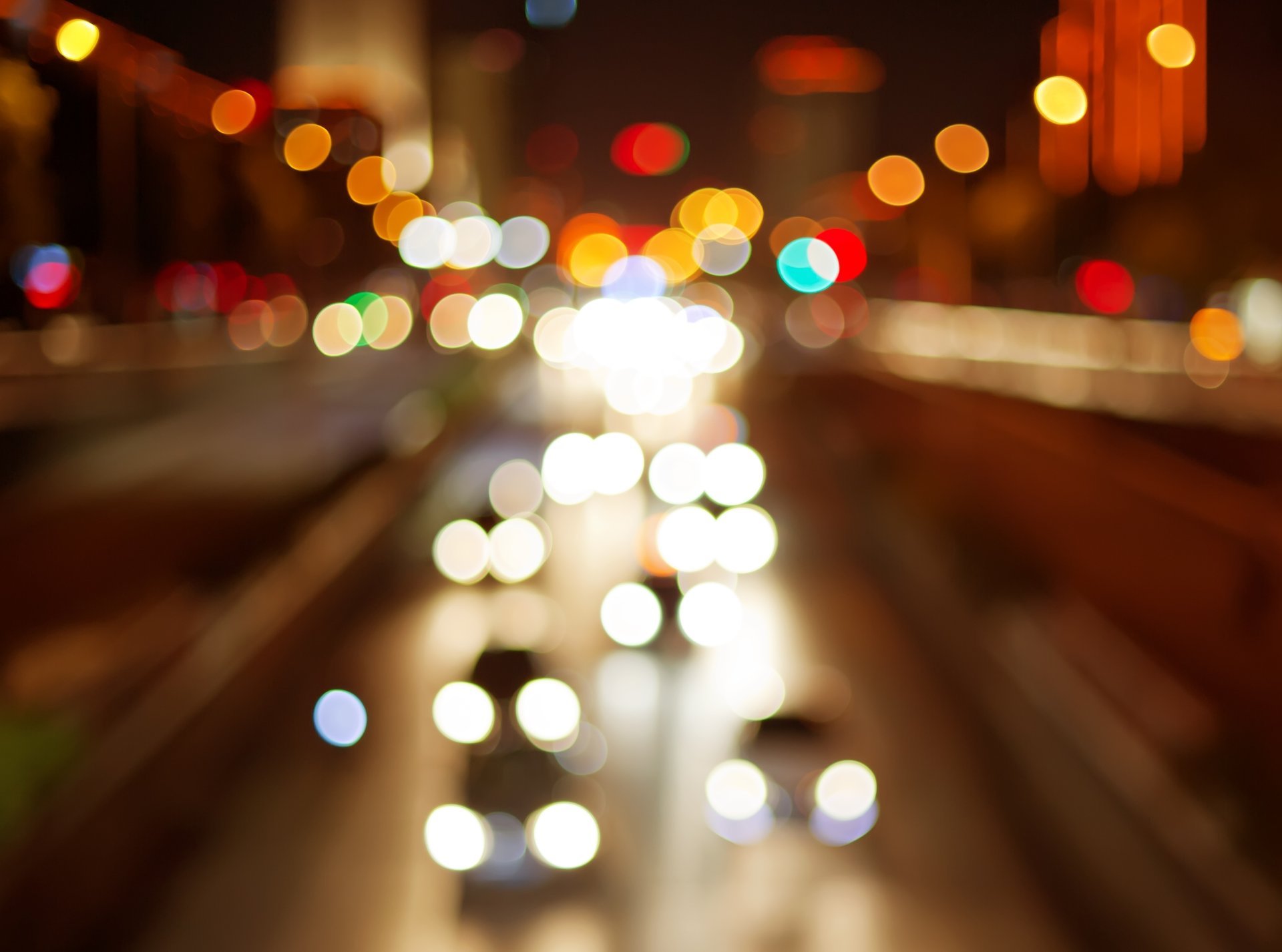 bokeh lichter autos stadt nacht straße