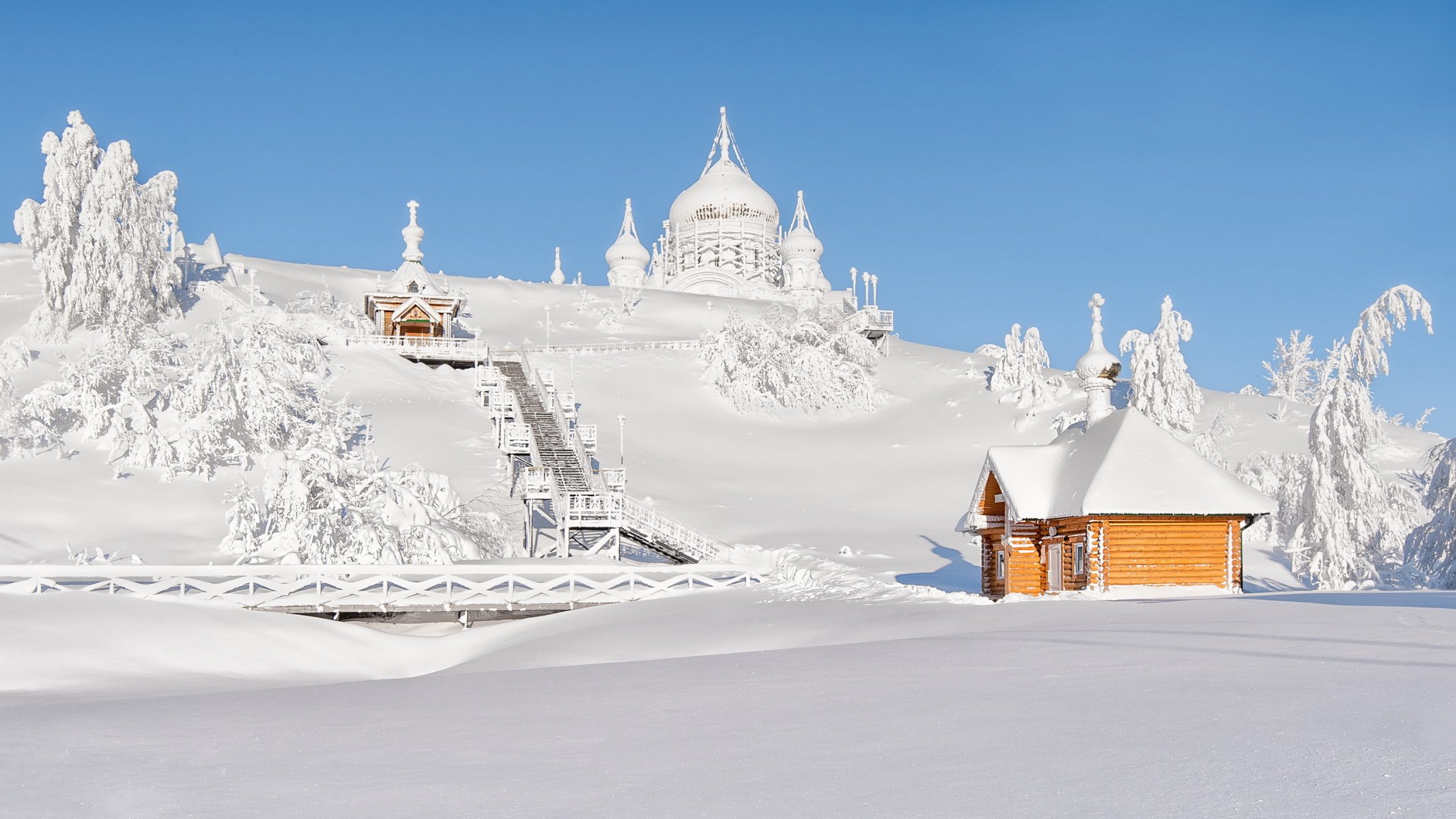 monastère saint-nicolas de belogorsk hiver neige paysage