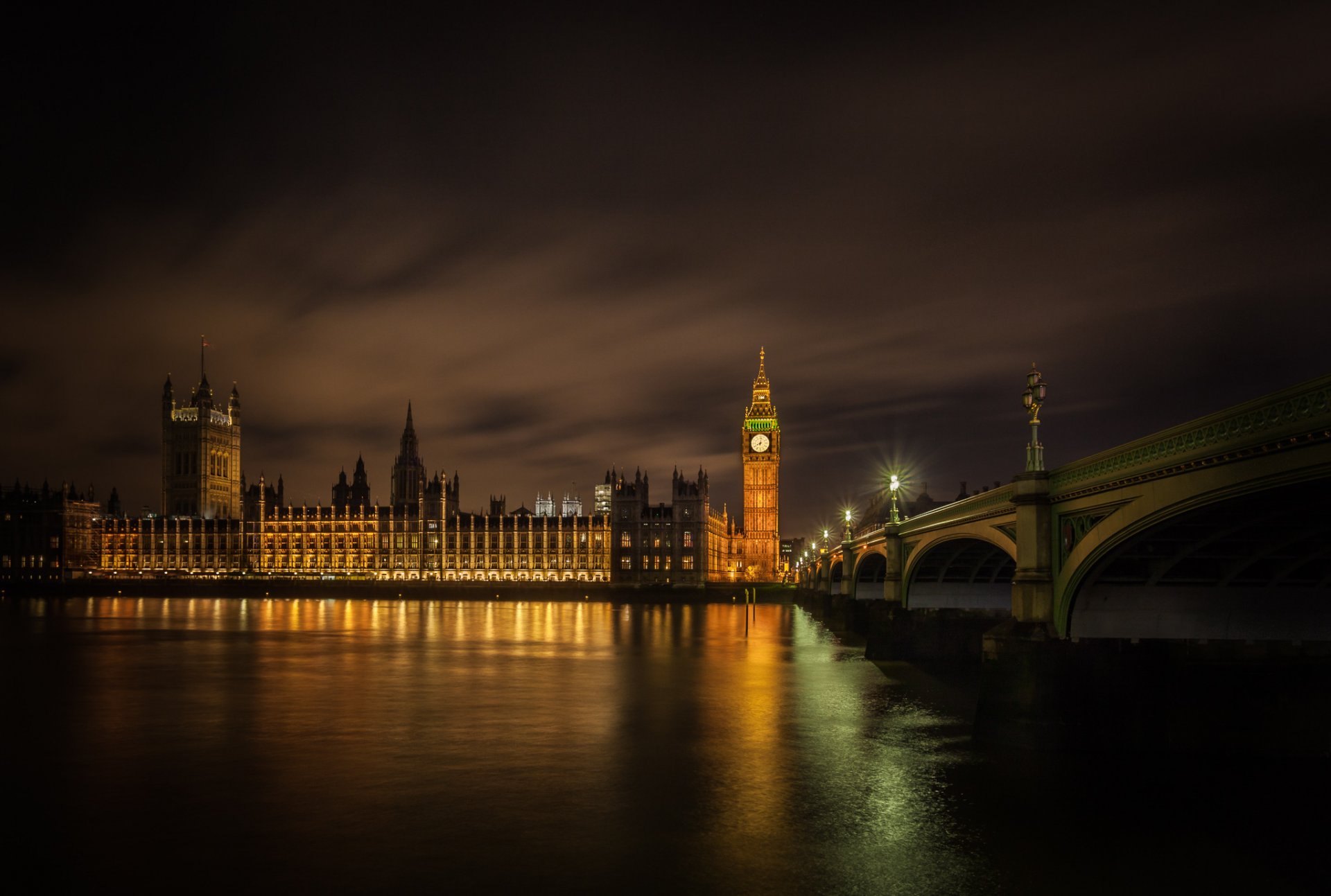 londres támesis puente westminster noche luces