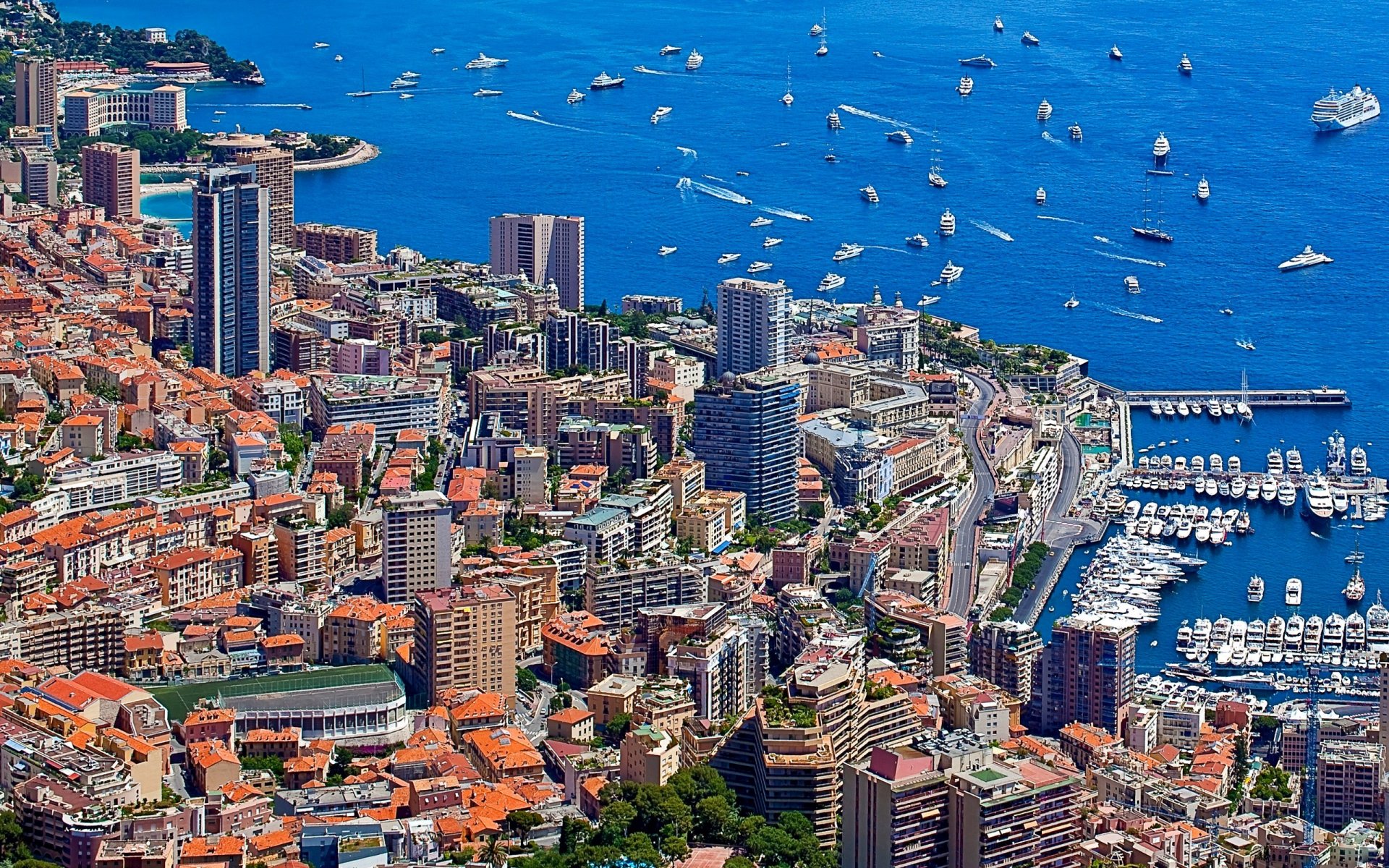 monaco häuser promenade hafen boote yachten meer