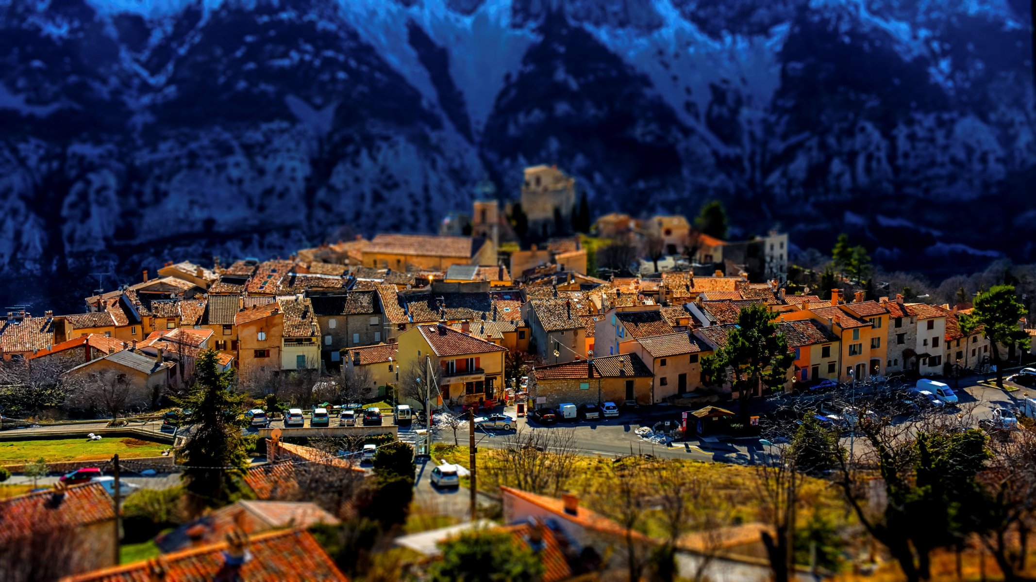 gréolières alpy efekt tilt-shift