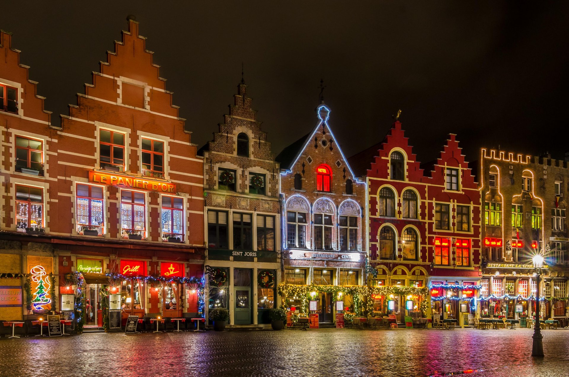 belgique bruges grote markt place nuit lumières noël