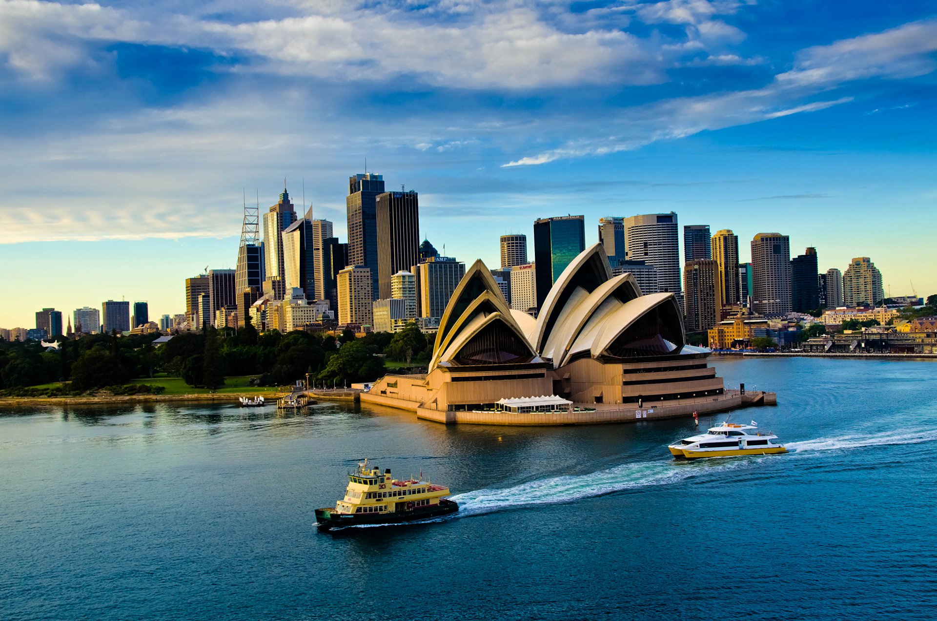 sydney australie soirée théâtre opéra ciel nuages mer navire