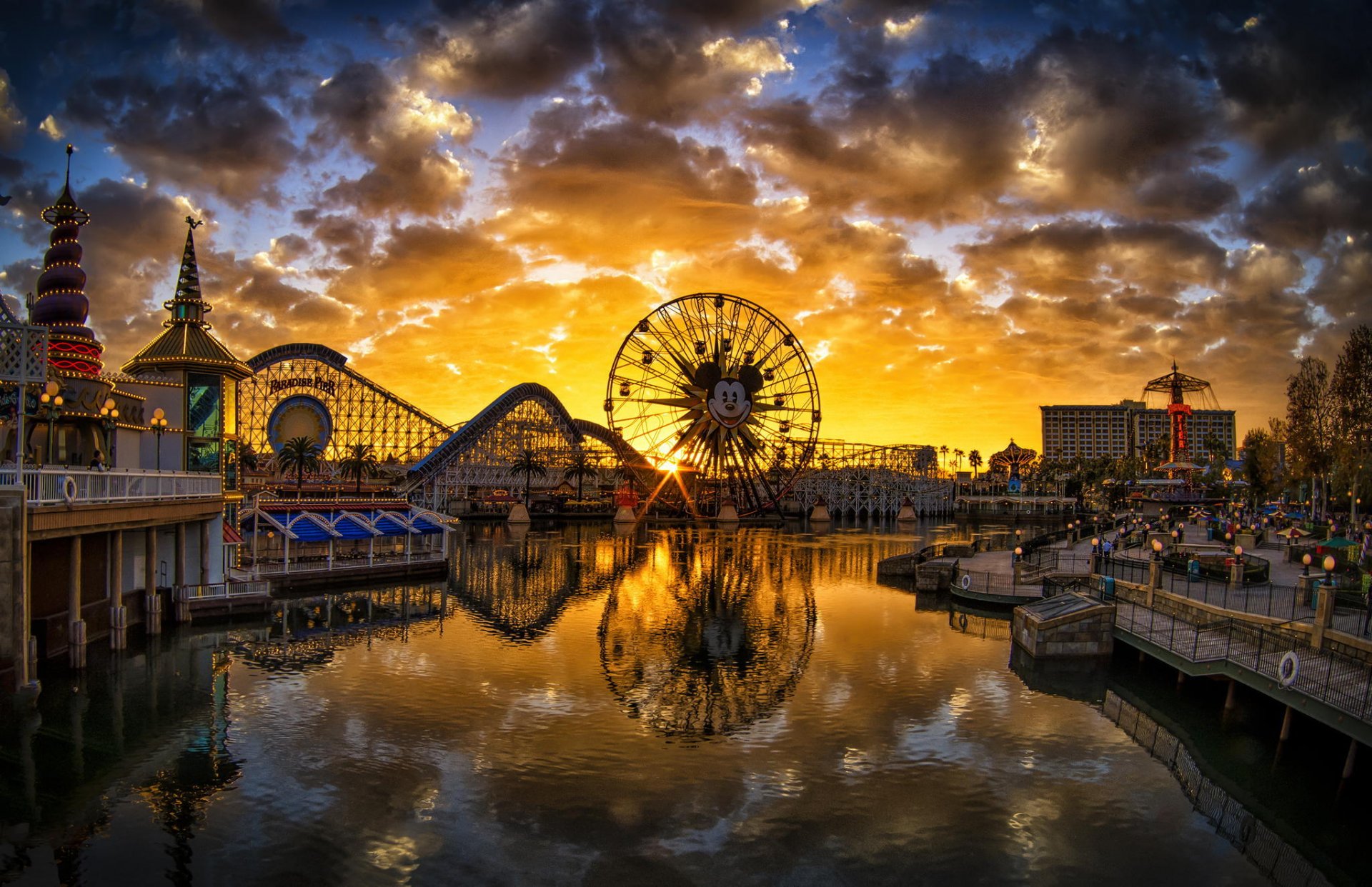 paradise pier sunset california disneyland sunset