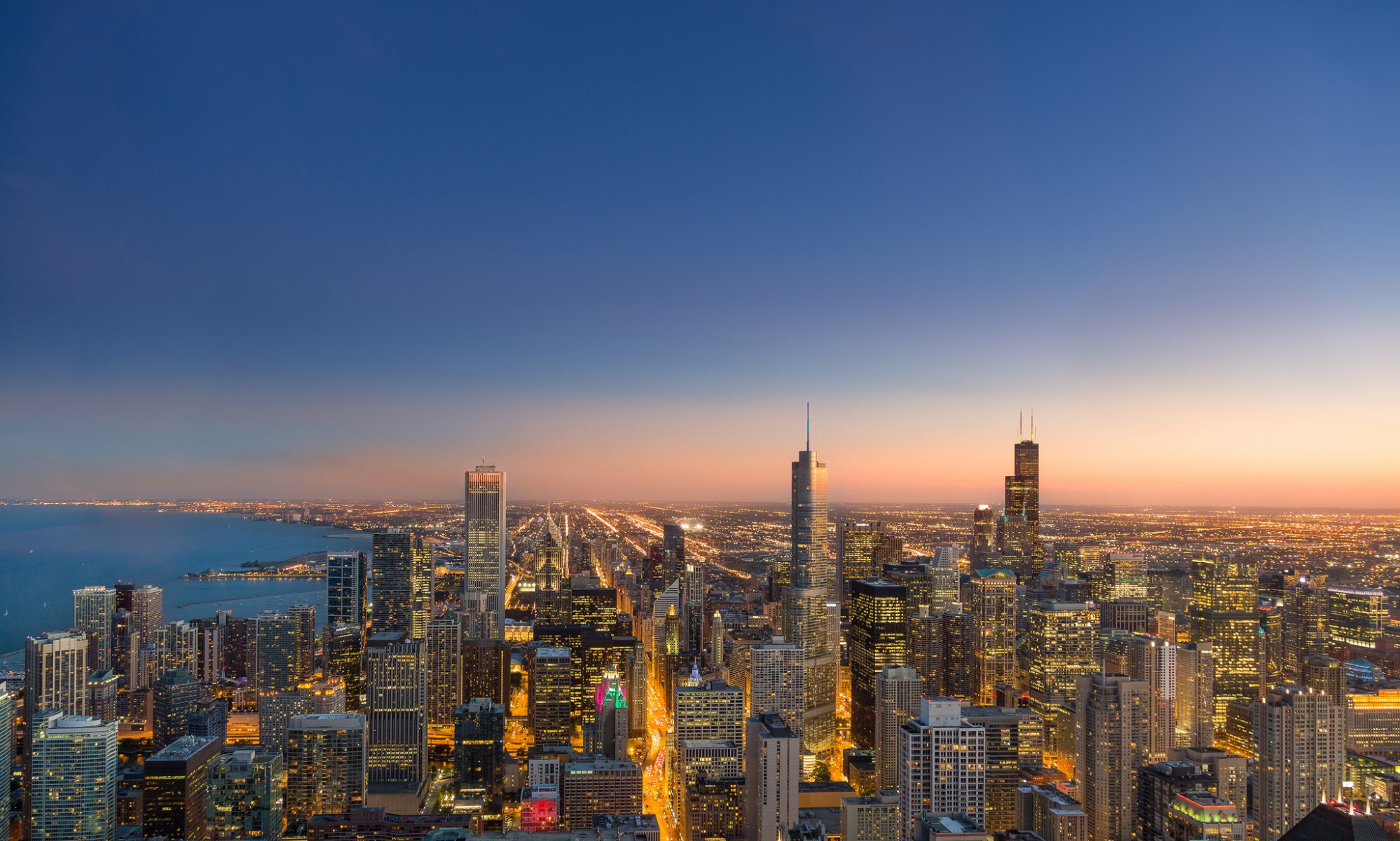 chicago soirée ville panorama lumières