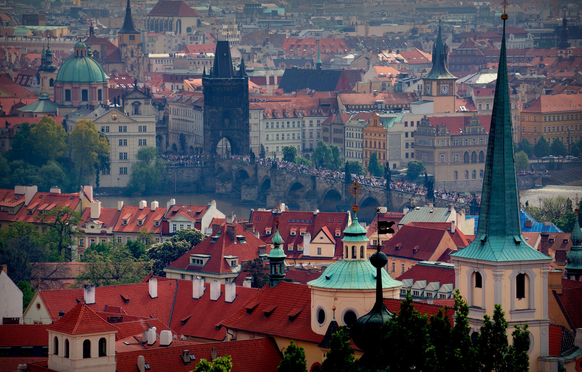 prague charles bridge view