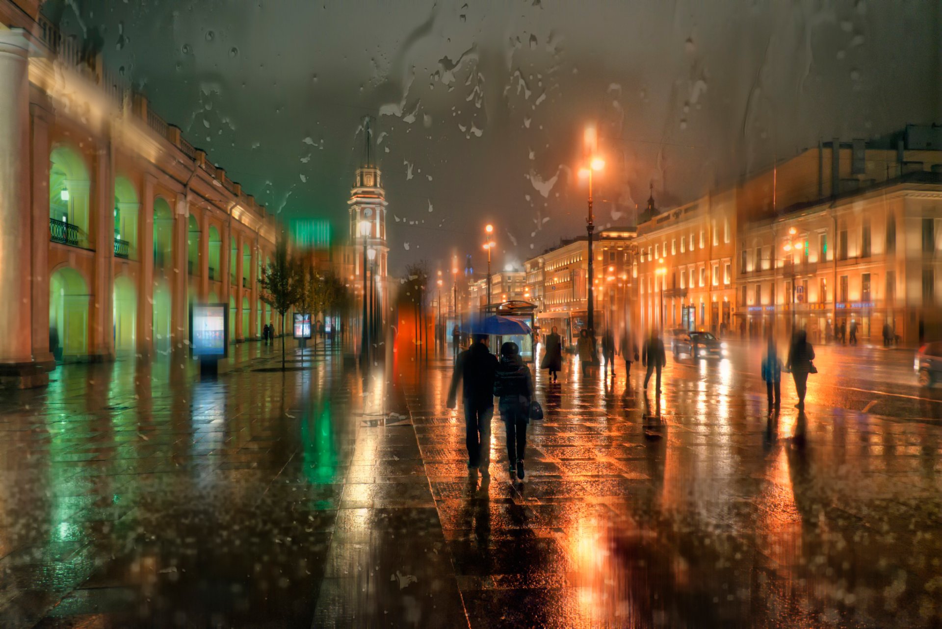 saint-pétersbourg perspective nevski novembre automne pluie