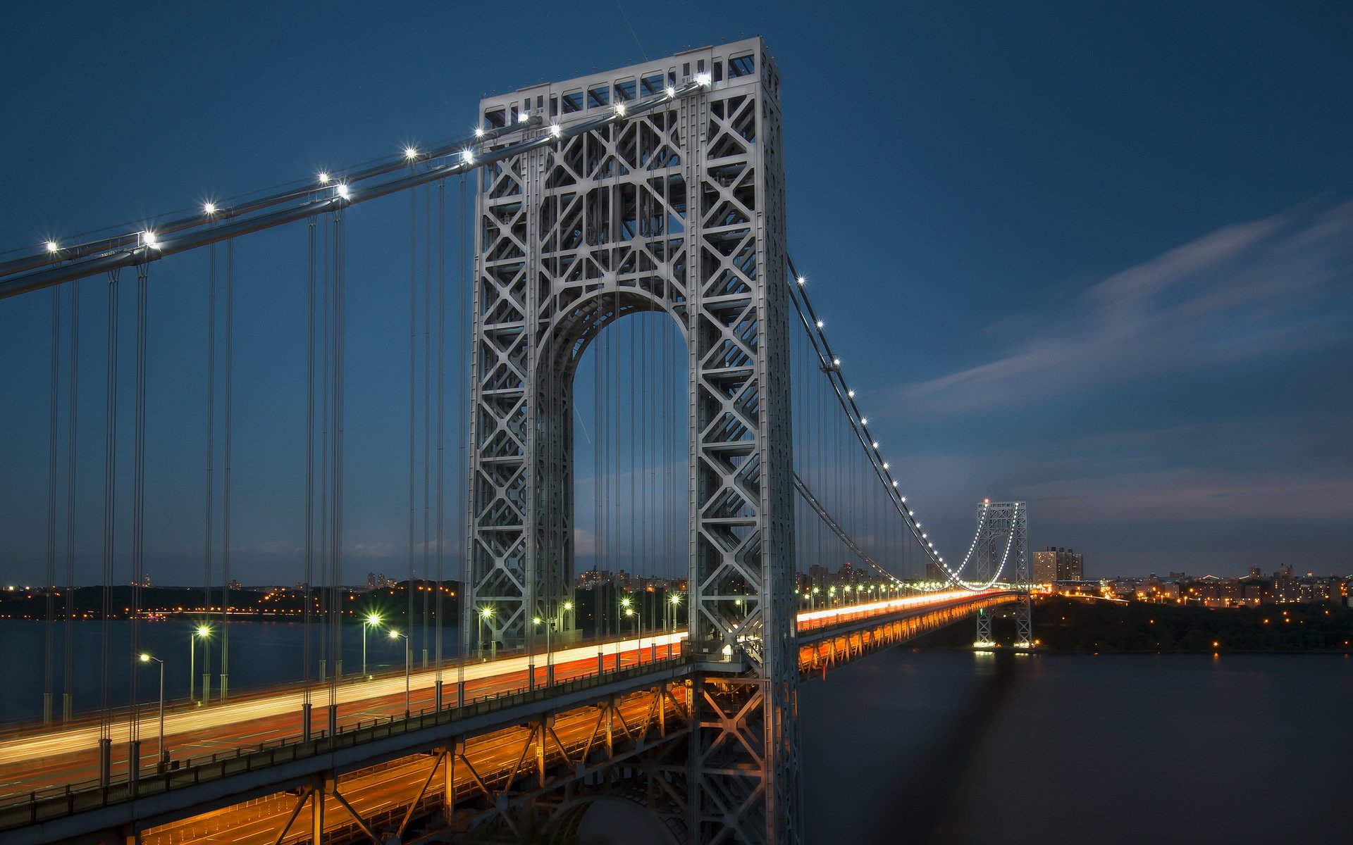 città fiume george washington bridge new york notte