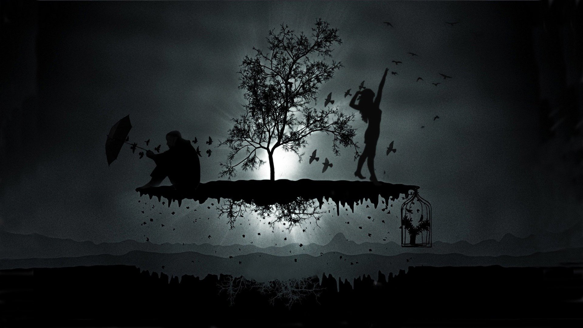 background dark silhouettes woman male