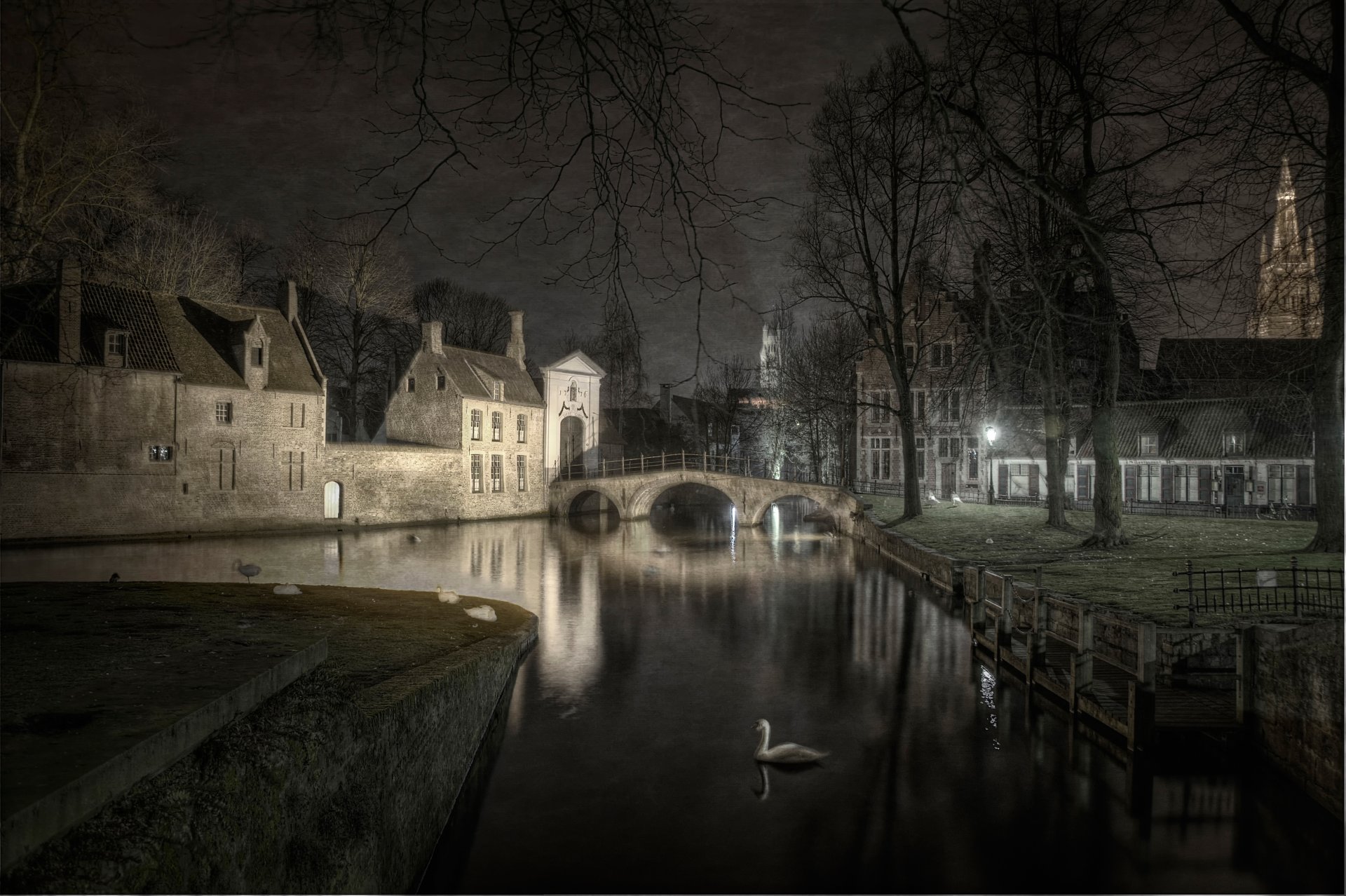 bélgica lago de amor brujas noche