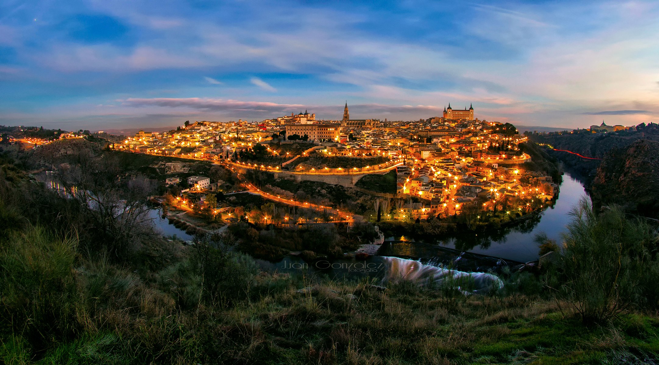 espagne ville tolède rivière tahoe soirée lumières