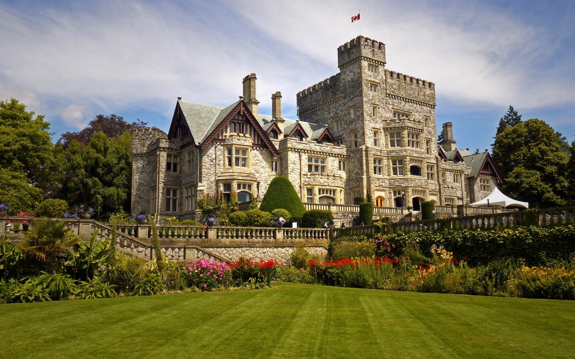 castillo de hatley colwood columbia británica canadá castillo de hatley colwood parque flores césped