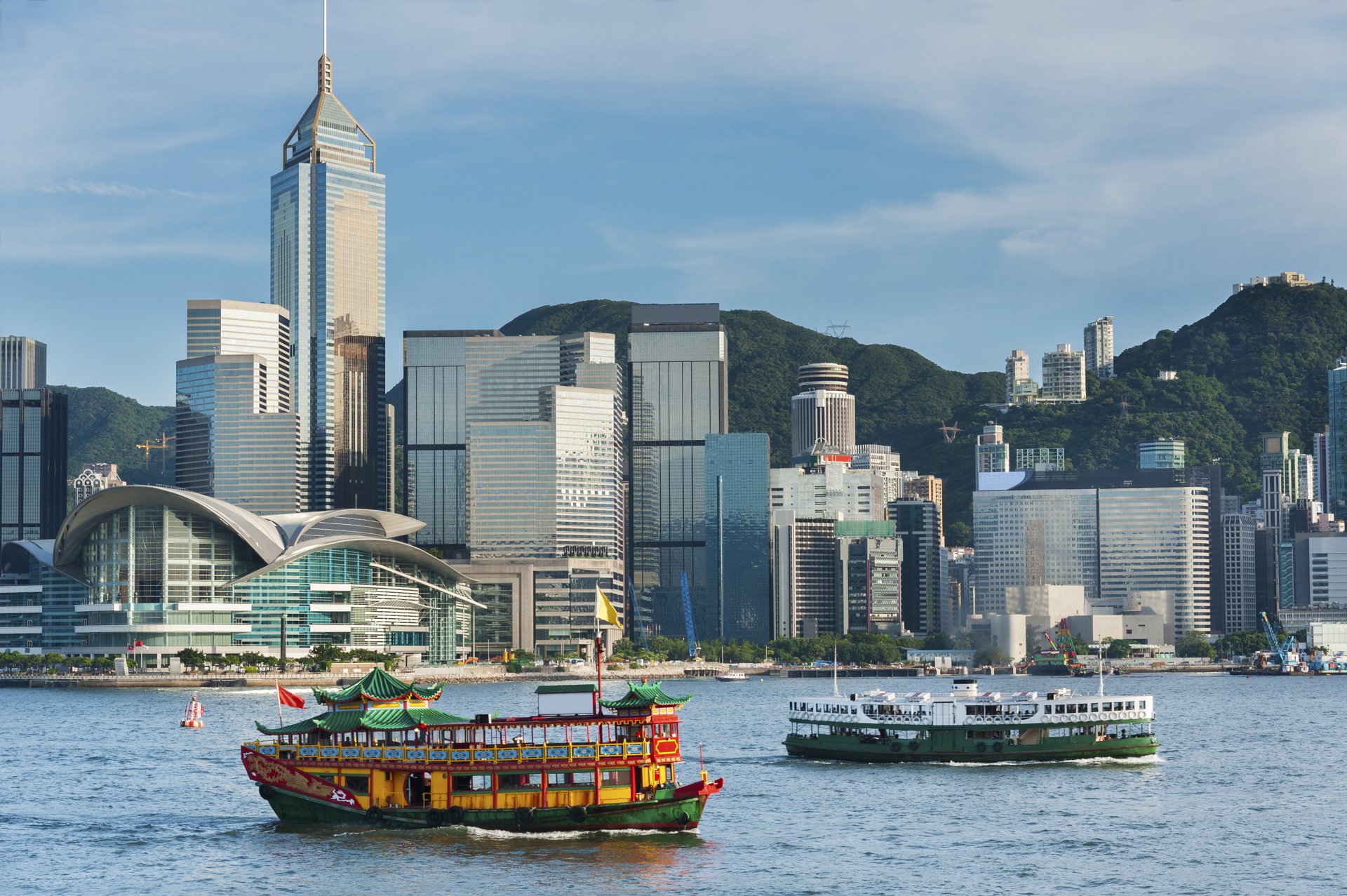 hong kong china harbour skyline skyscrapers sea harbor