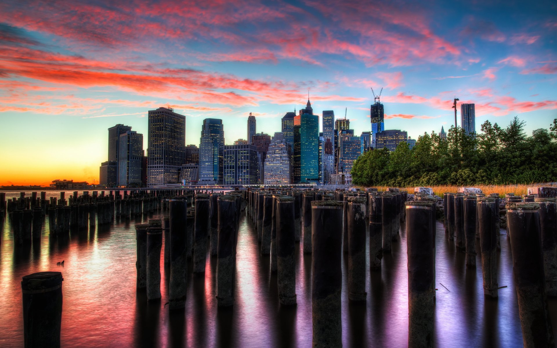 nueva york puesta de sol ciudad