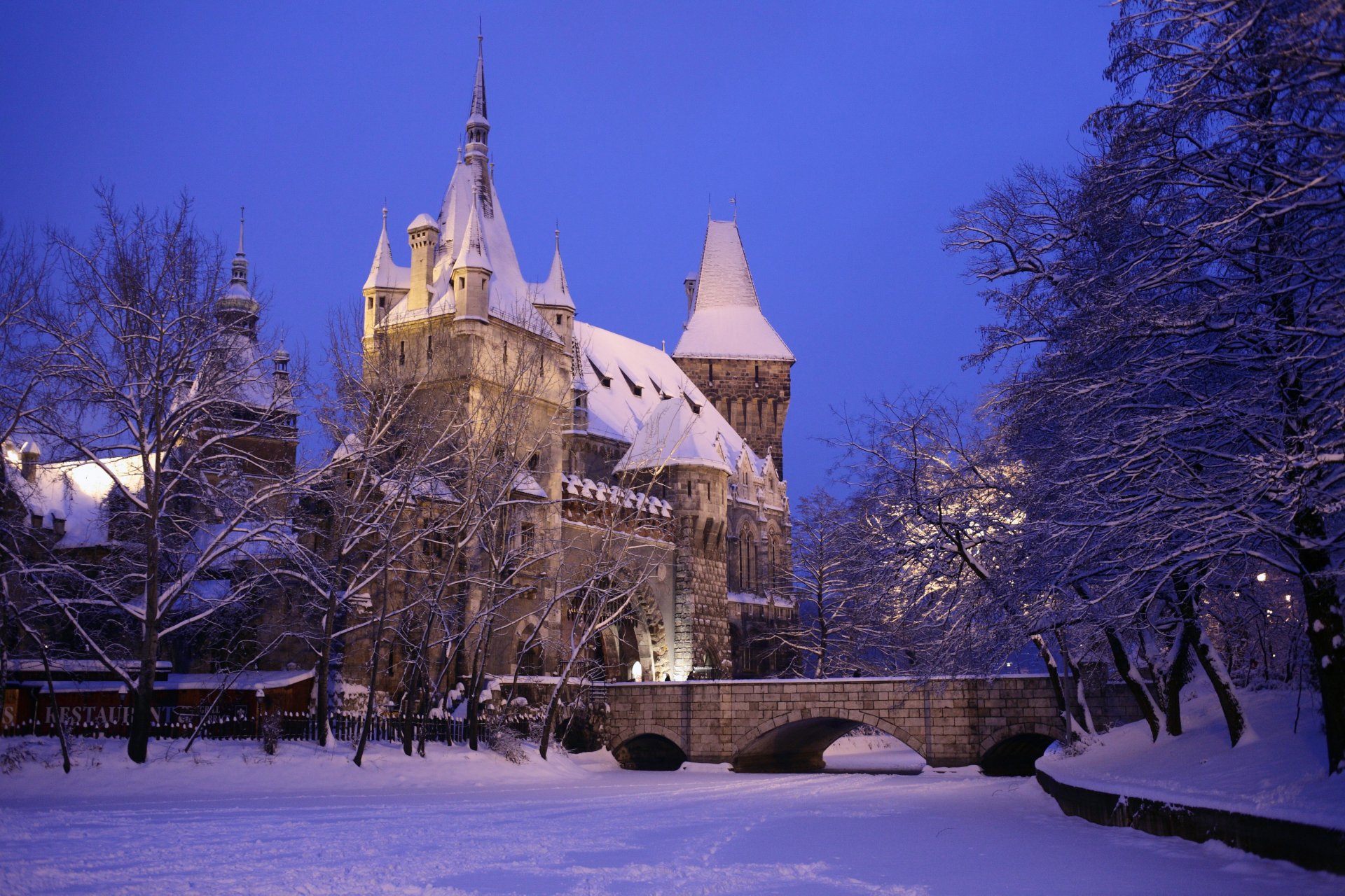 château hongrie hiver vaidahunyad budapest neige ville photo