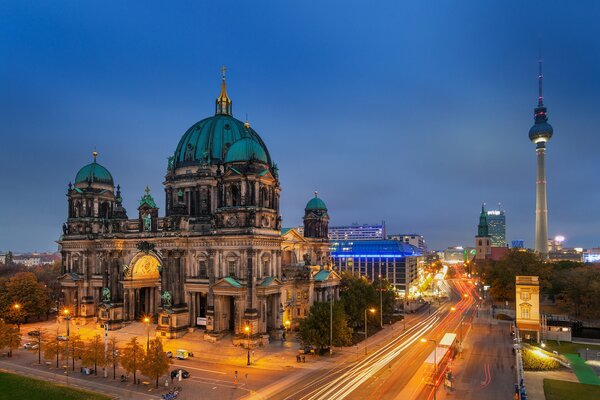 Night Berlin. Lights of the evening city