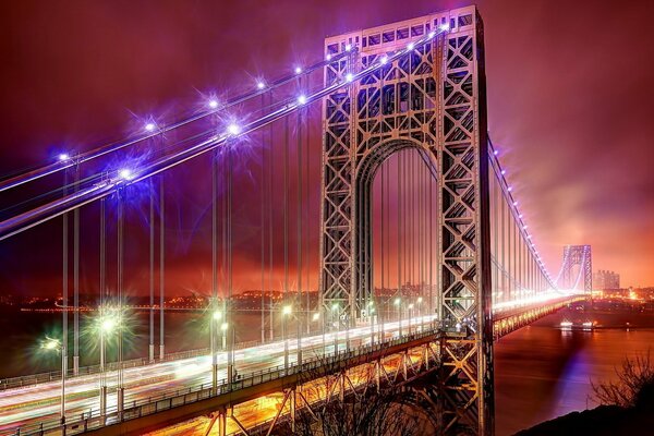 Beautiful glowing bridge arches and lights