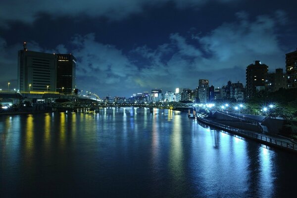 Noche De Pekín. Luces en el río