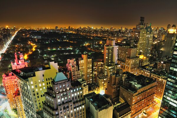 Central Park della città di notte