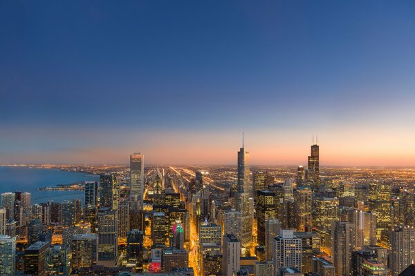 Panorama der Nacht von Chicago