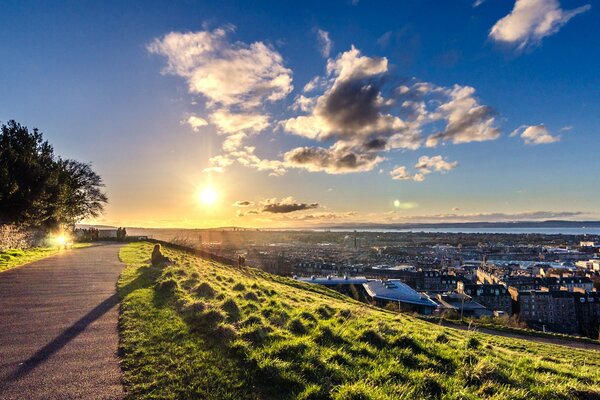 Sunset panorama in Edinburgh