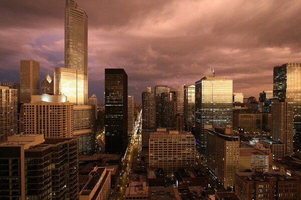 Rascacielos Chicago gran ciudad, casas edificios