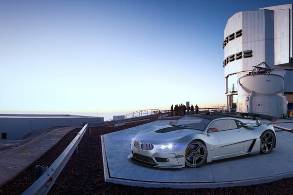 A chic silver-colored car