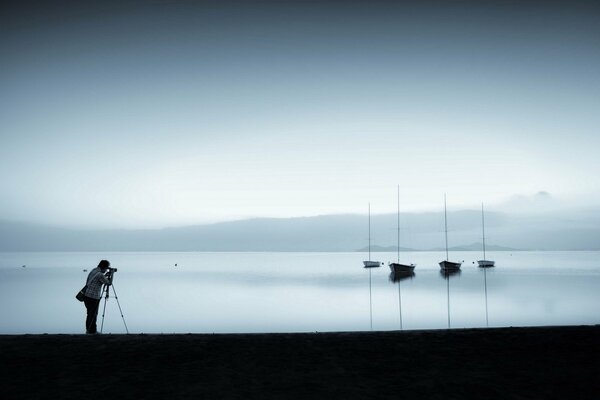 Cornice di successo per un fotografo sul lago