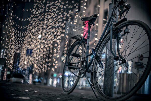 Urban evening landscape in bokeh style