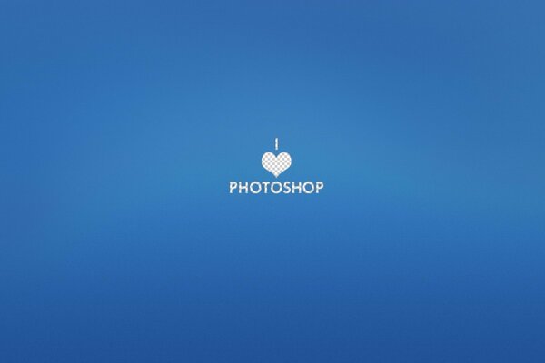 White I love photoshop logo on a blue background