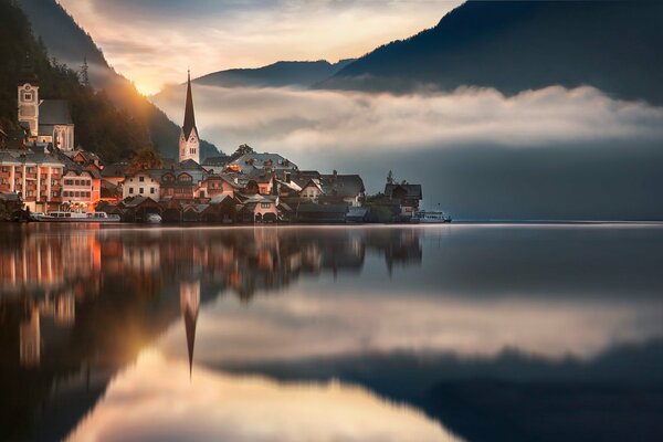 Casas de ensueño de Austria reflejadas en el agua