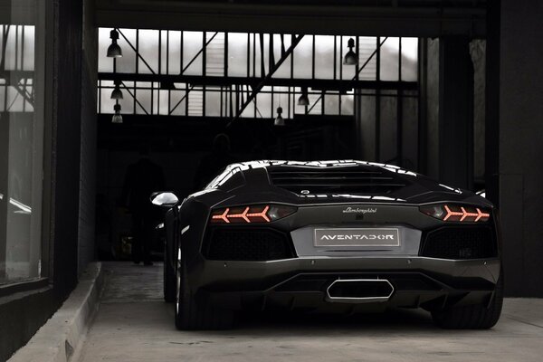 Lamborghini Aventador in garage