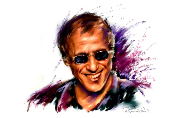 Actor and singer Adriano Celentano, colorful drawing