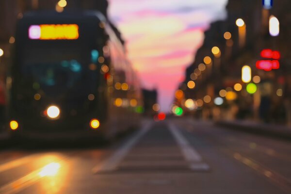 Soir ville autoroute bus