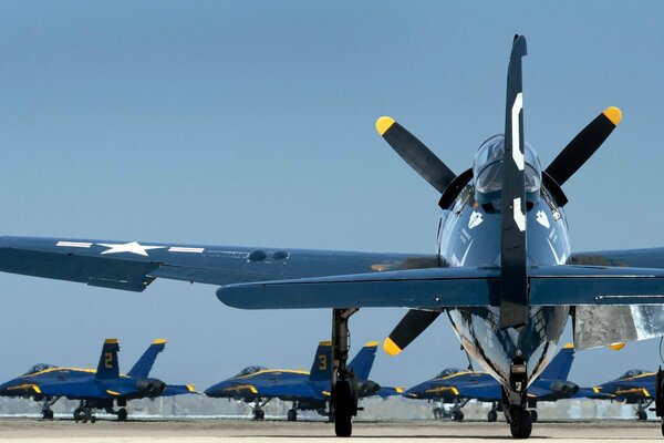 Military aircraft at the airfield