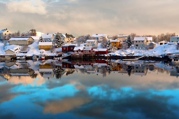 Winter houses, Scandinavia, snow