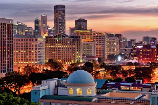 The brilliance of night lights in a sleeping city