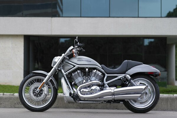 Harley Davidson motorcycle in grey