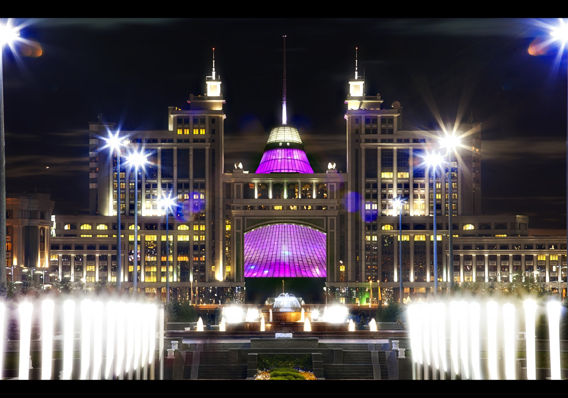 astana kazakhstan night lights khan shatyr