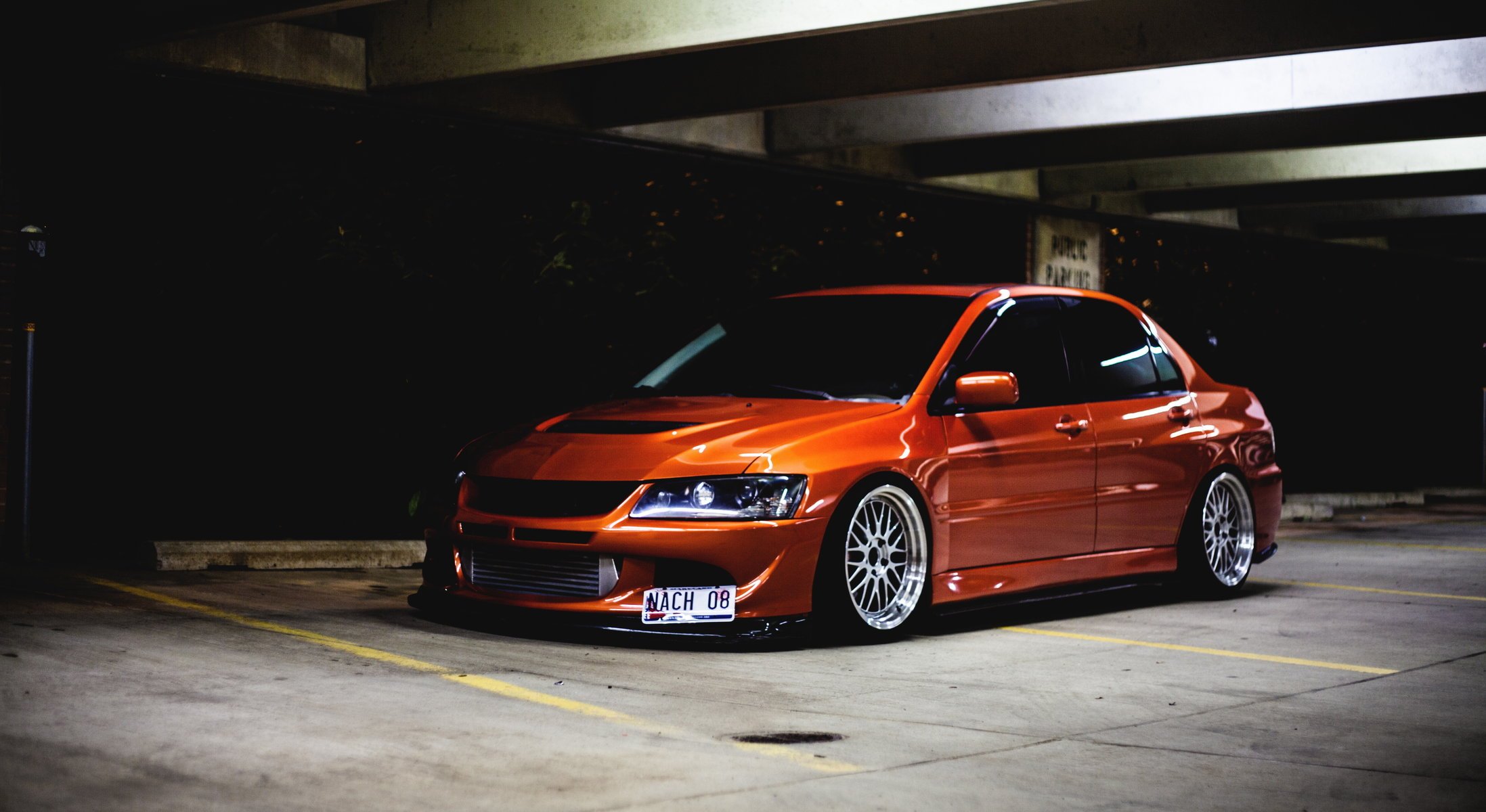 orange lancer evo ix tuning mitshubishi evolution bajo delantero